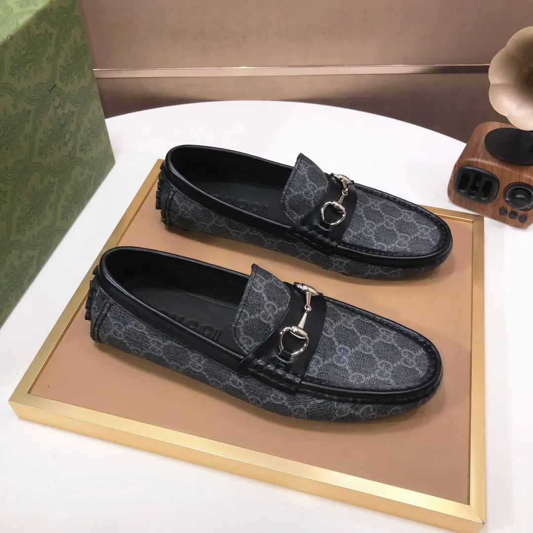 Men's Men's Shoes💰420💰[Gucci GUCCI] (High-end Niuli) New 🍀Gucci*-Gucci Peas Shoes! Made of imported original cowhide, the inner top layer is comfortable cowhide lining! Original wear-resistant rubber outsole! High quality products! Code number 38-44!